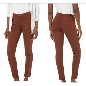 AG Adriano Goldschmied Jeans Womens 26 Brown Skinny Legging Ankle Frayed Casual